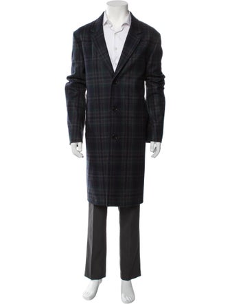 Paul Smith Wool Plaid Print Overcoat