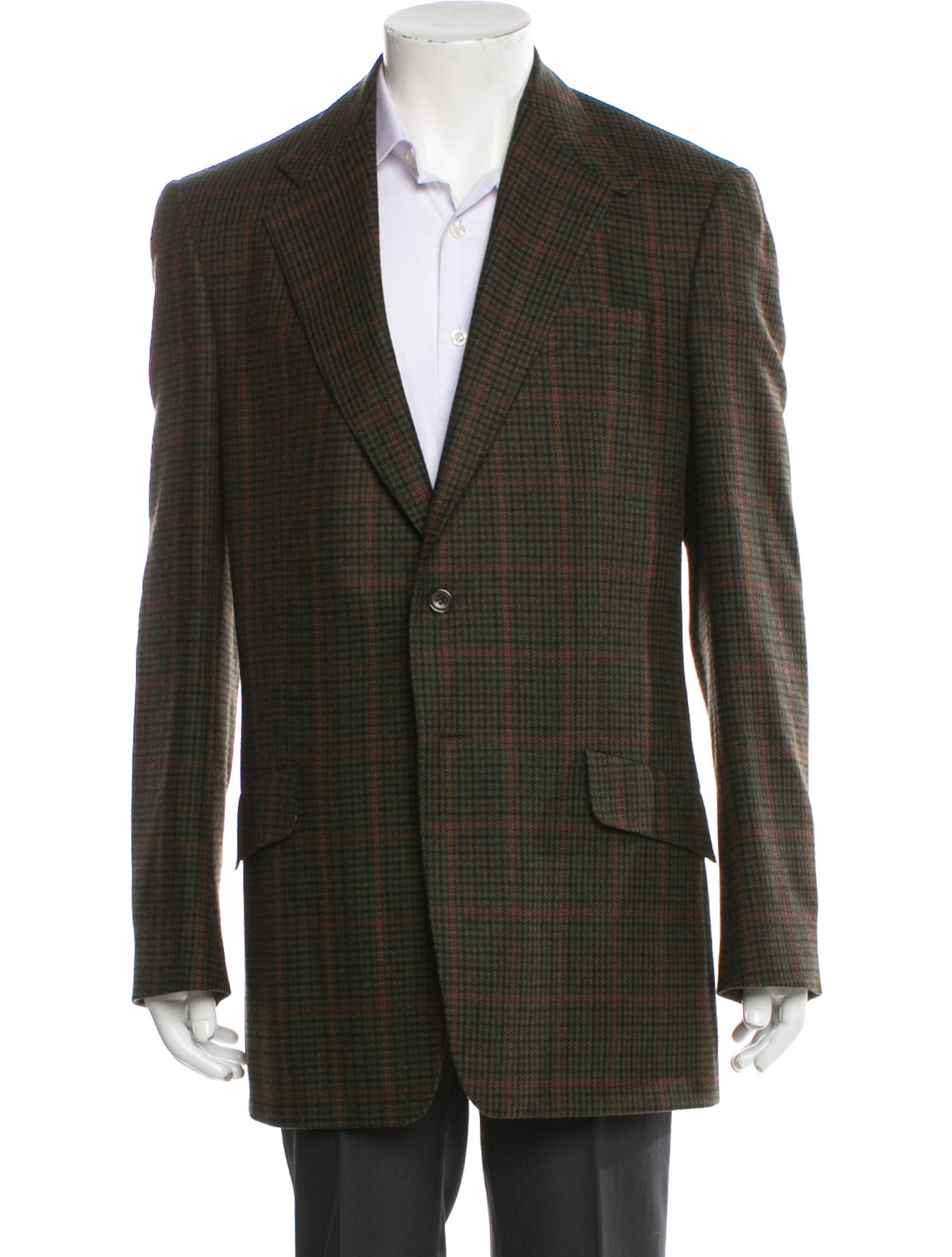 Paul Smith Wool Plaid Print Peacoat
