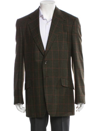 Paul Smith Wool Plaid Print Peacoat