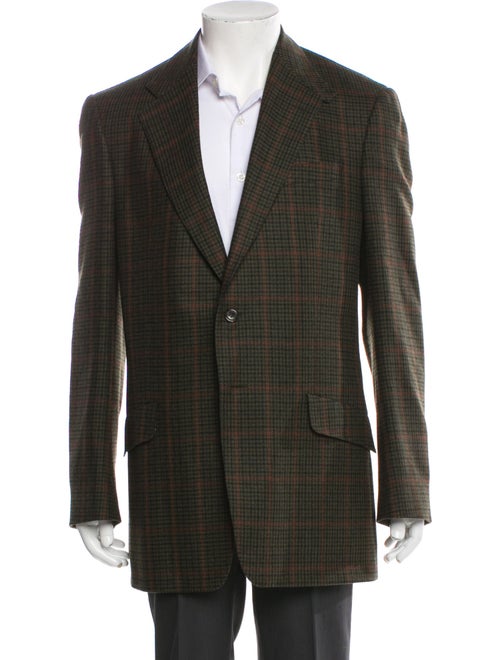 Paul Smith Wool Plaid Print Peacoat
