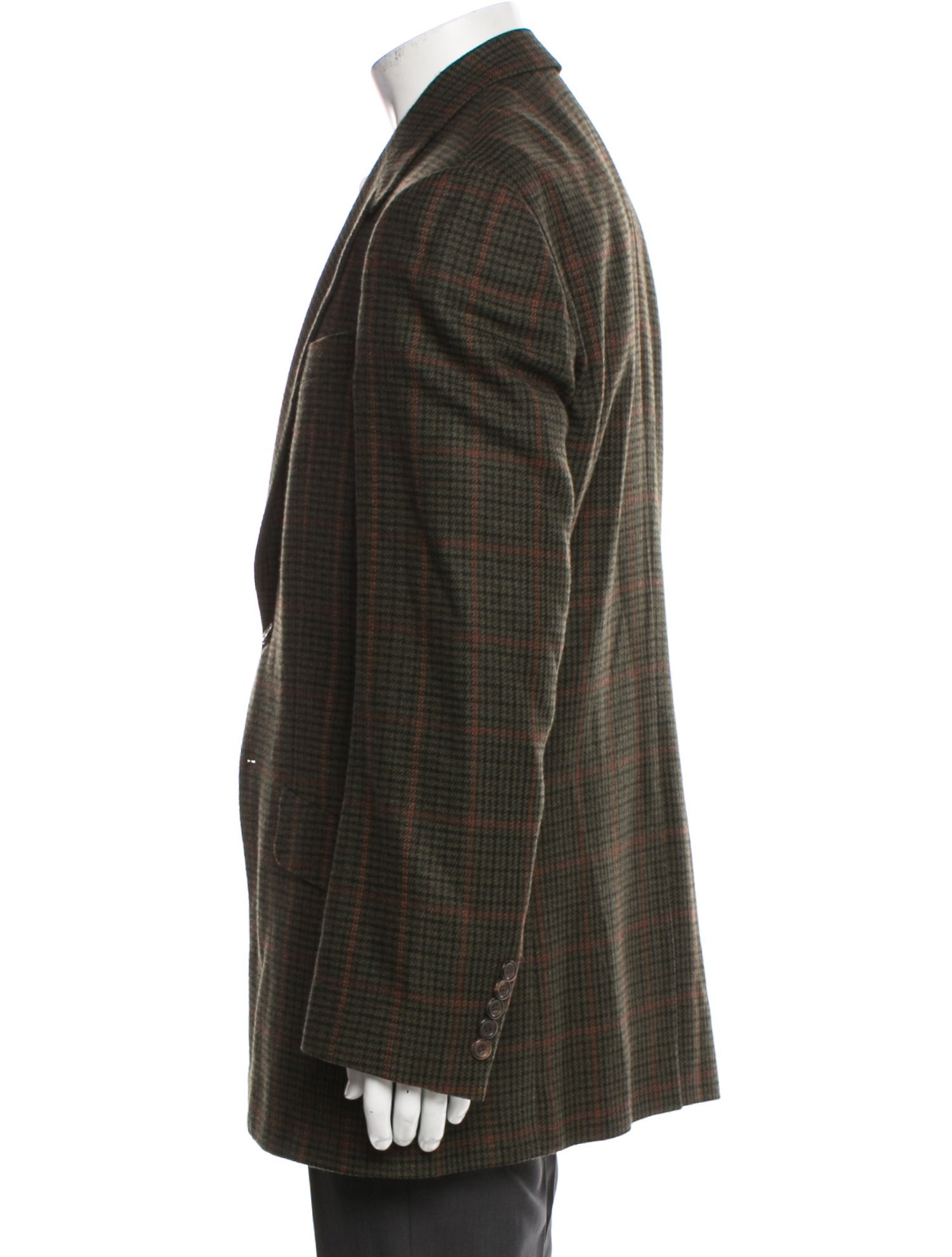 Paul Smith Wool Plaid Print Peacoat