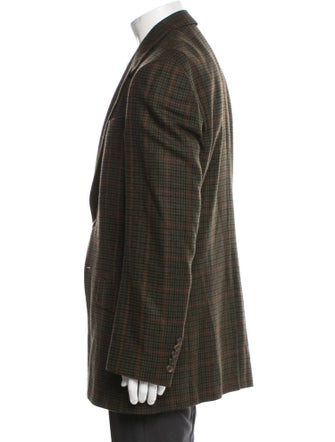 Paul Smith Wool Plaid Print Peacoat