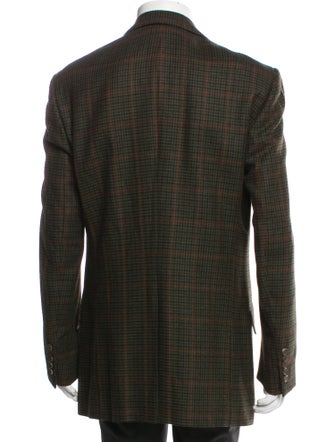 Paul Smith Wool Plaid Print Peacoat