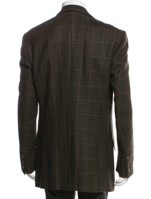 Paul Smith Wool Plaid Print Peacoat