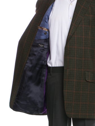 Paul Smith Wool Plaid Print Peacoat