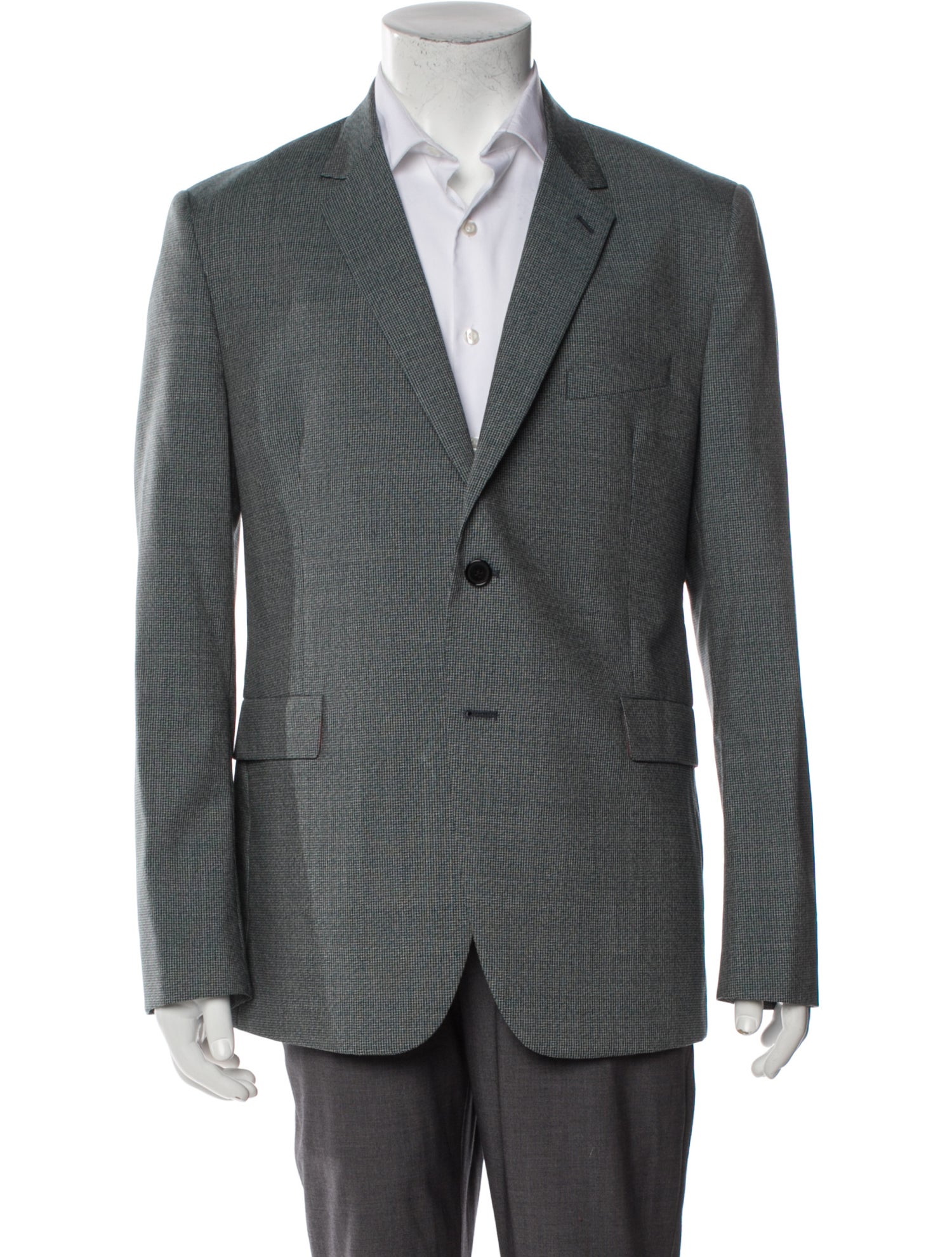 Paul Smith Virgin Wool Plaid Print Peacoat