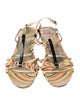 Paul Smith Leather Printed T-Strap Sandals