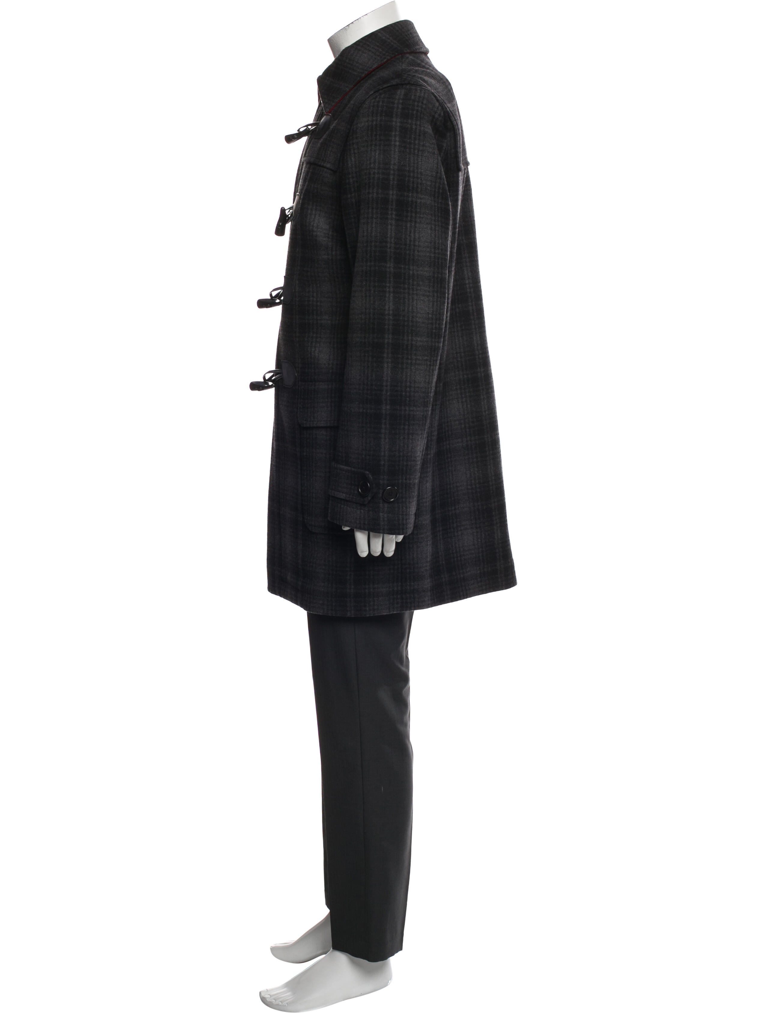 Paul Smith Wool Plaid Print Trench Coat