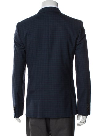 Paul Smith Men's Blue Pattern Printed Wool Blazer