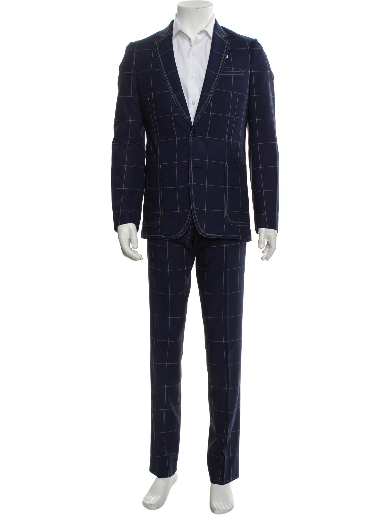 Paul Smith Wool Plaid Print Two-Piece Suit