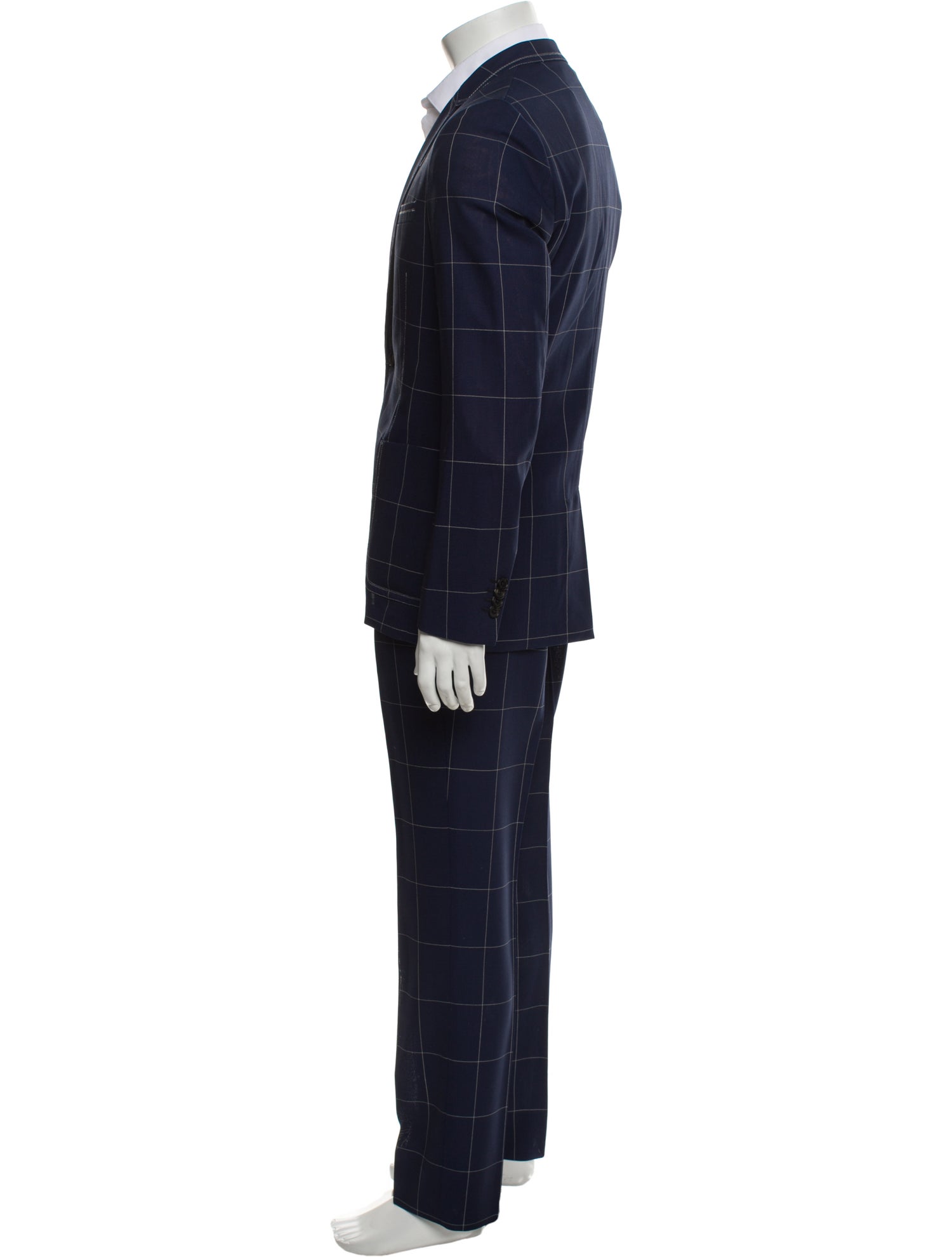 Paul Smith Wool Plaid Print Two-Piece Suit
