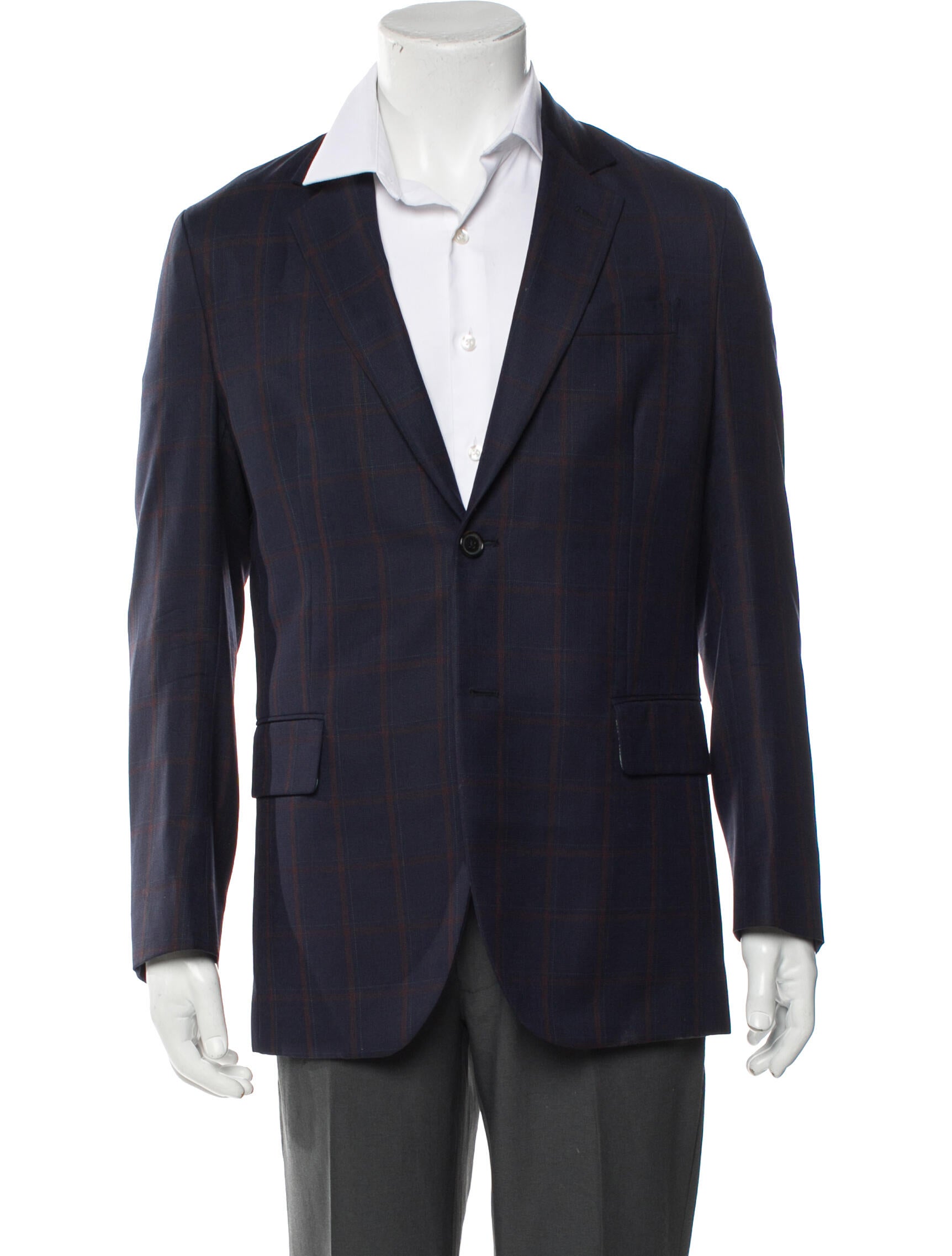 Paul Smith Wool Plaid Print Blazer