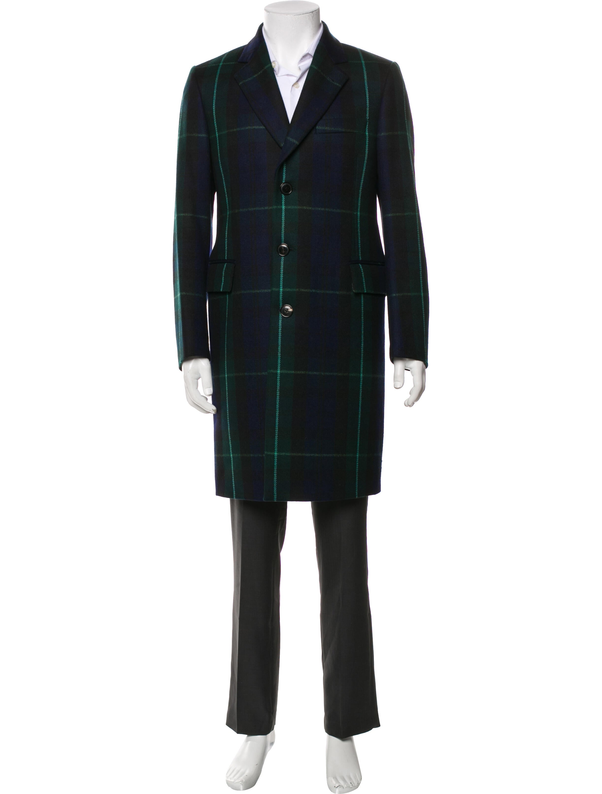 Paul Smith Wool Plaid Print Overcoat