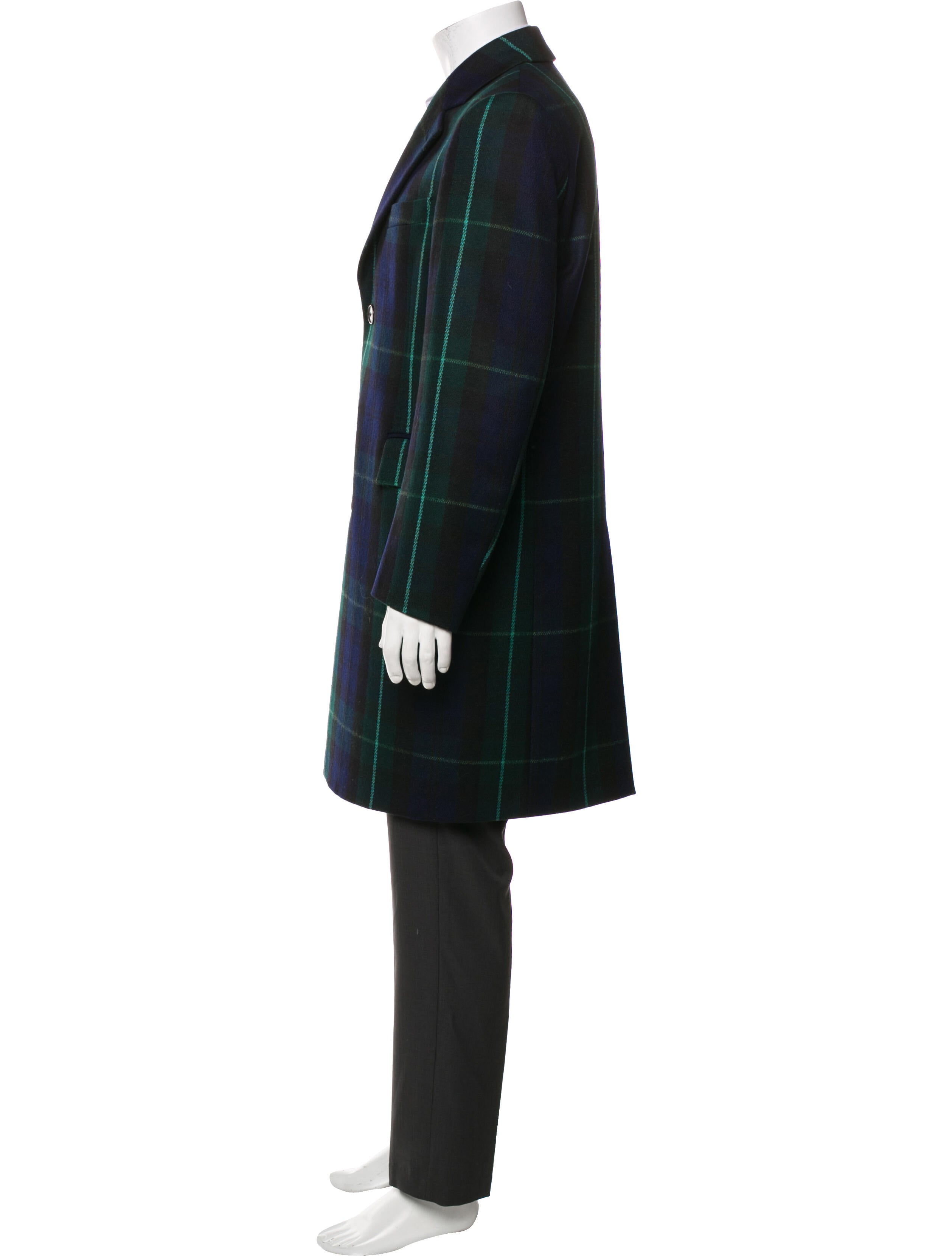 Paul Smith Wool Plaid Print Overcoat