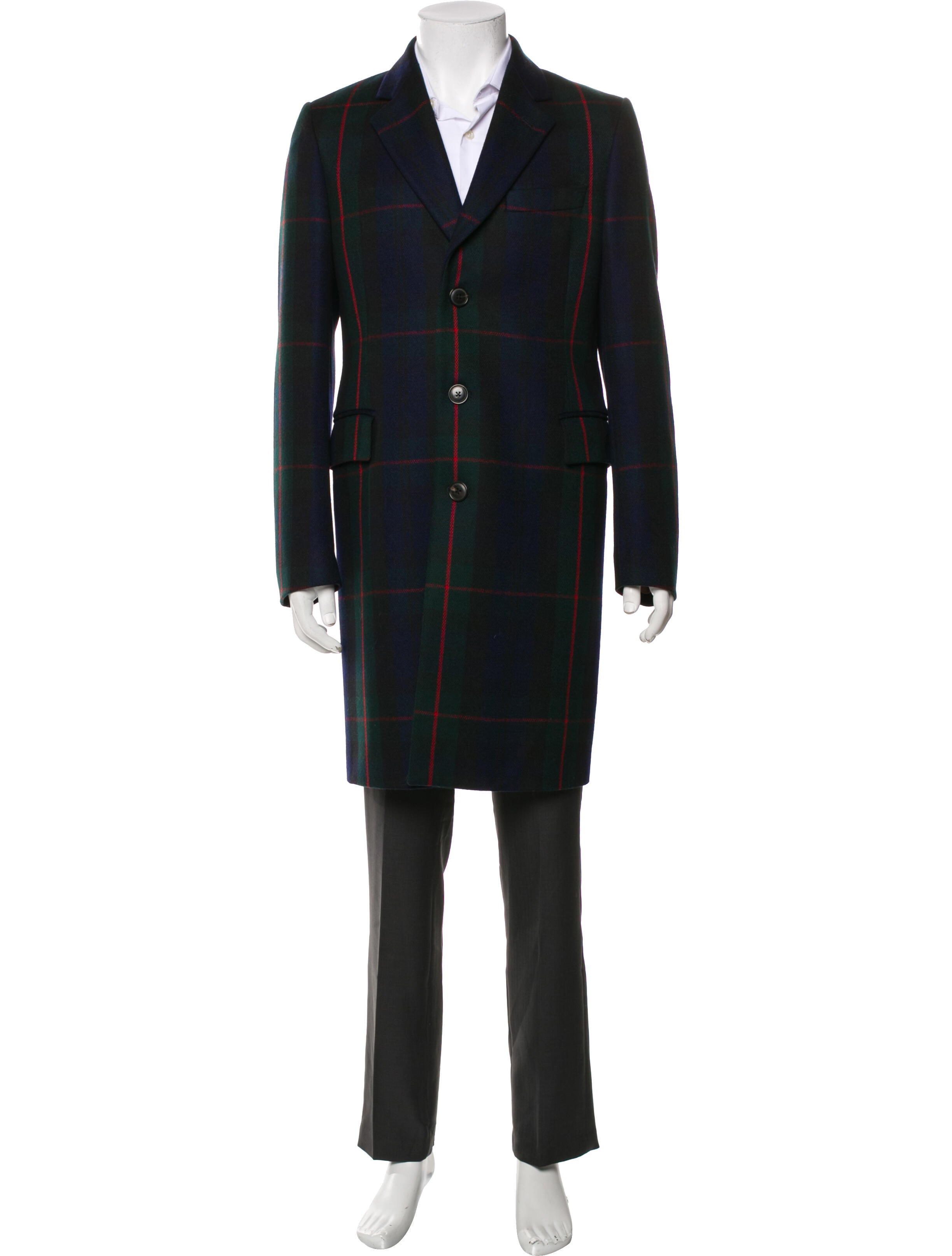 Paul Smith Wool Plaid Print Overcoat