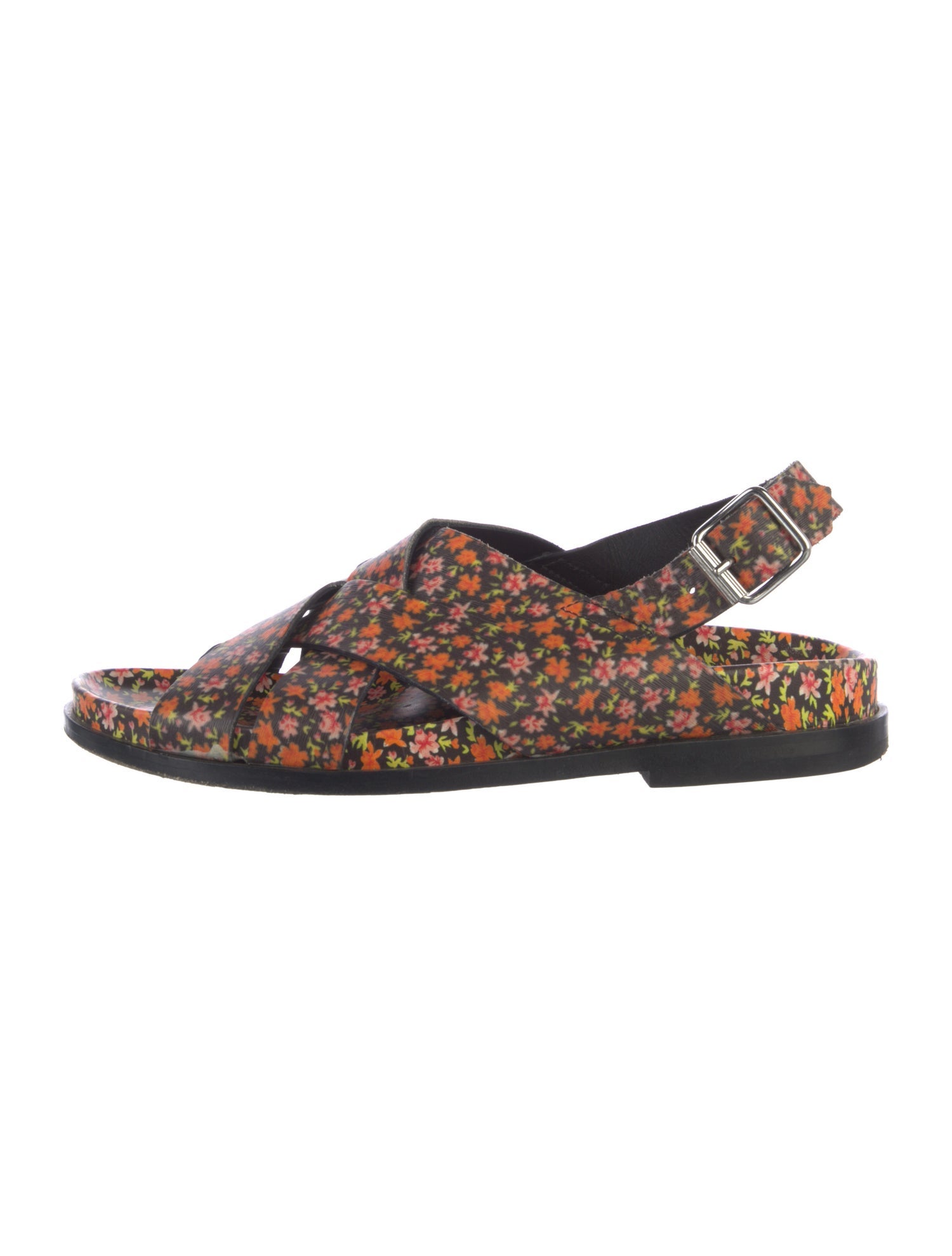 Paul Smith Leather Floral Print Slingback Sandals