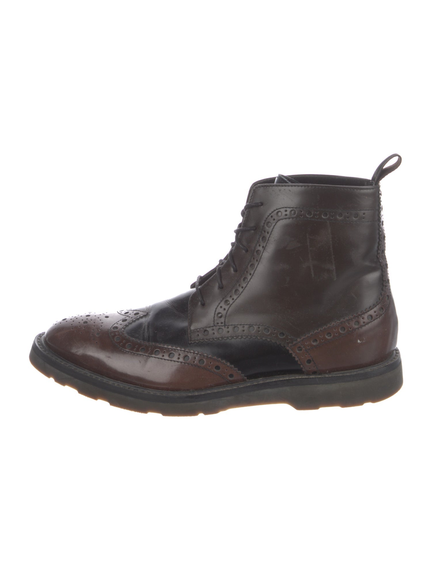 Paul Smith Leather Animal Print Combat Boots