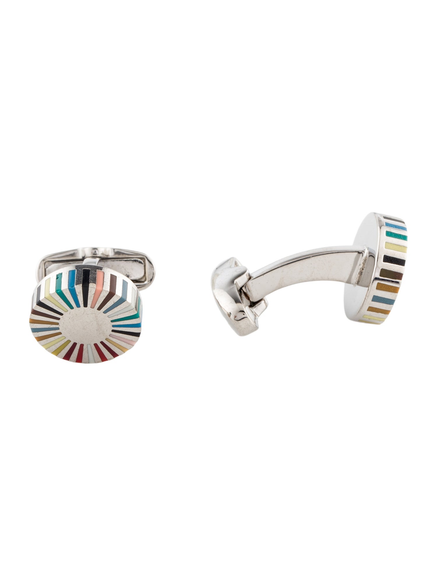 Paul Smith Enamel Stripe Edge Circular Cufflinks