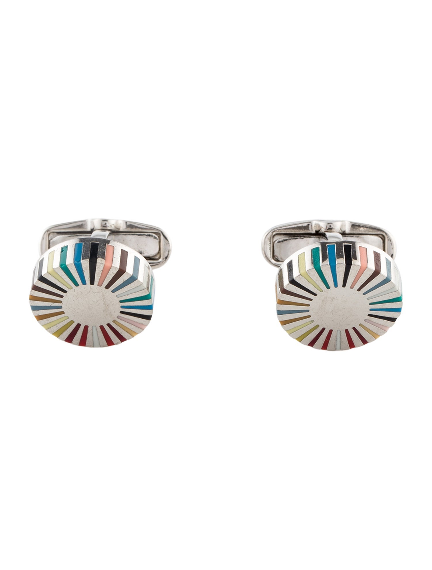 Paul Smith Enamel Stripe Edge Circular Cufflinks
