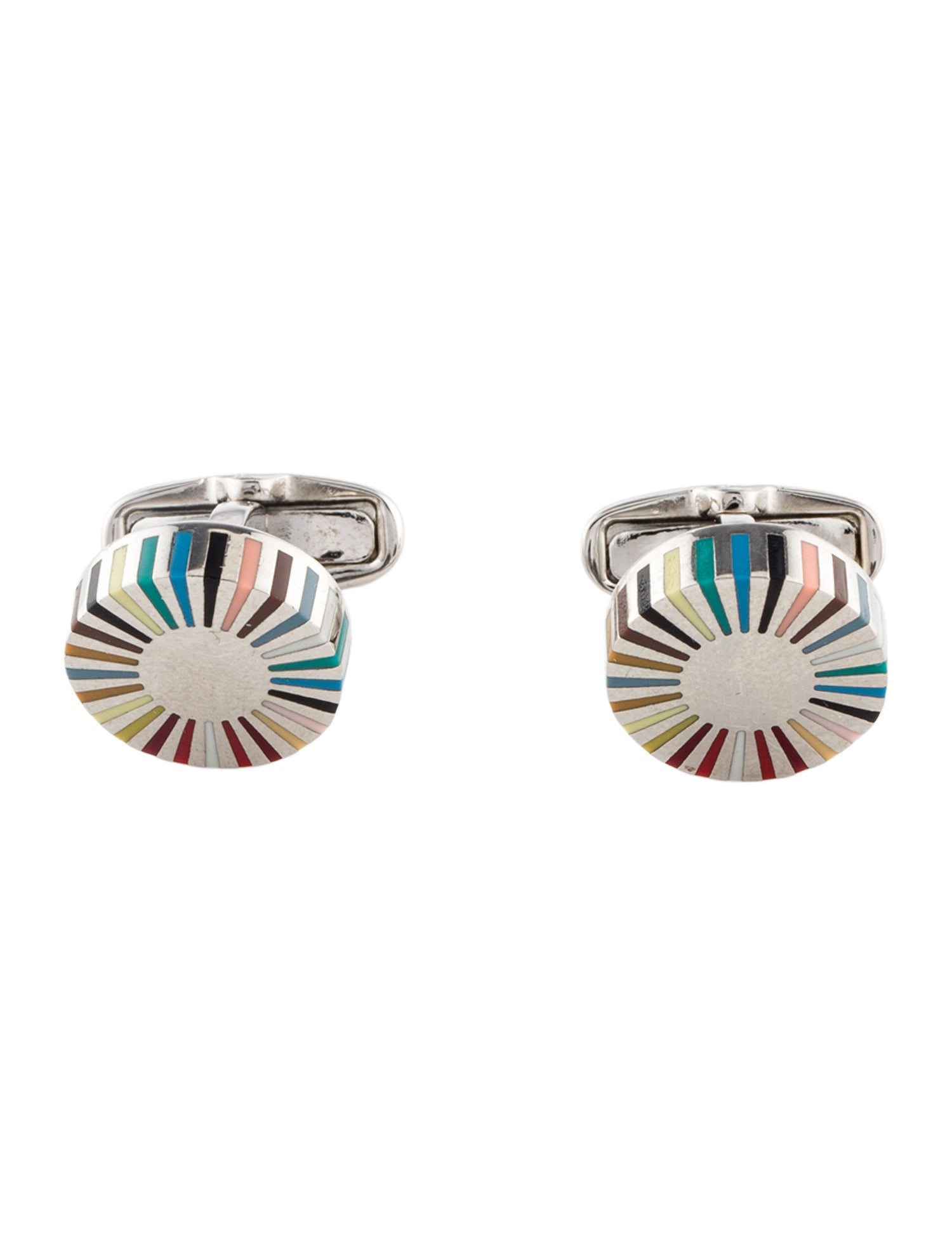Paul Smith Enamel Stripe Edge Circular Cufflinks