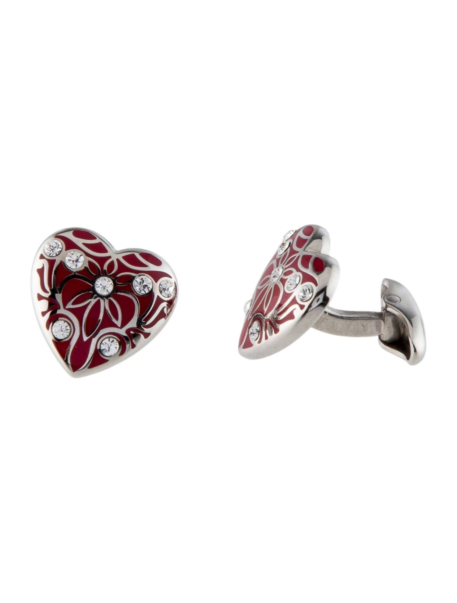 Paul Smith Crystal & Enamel Heart Shaped Cufflinks