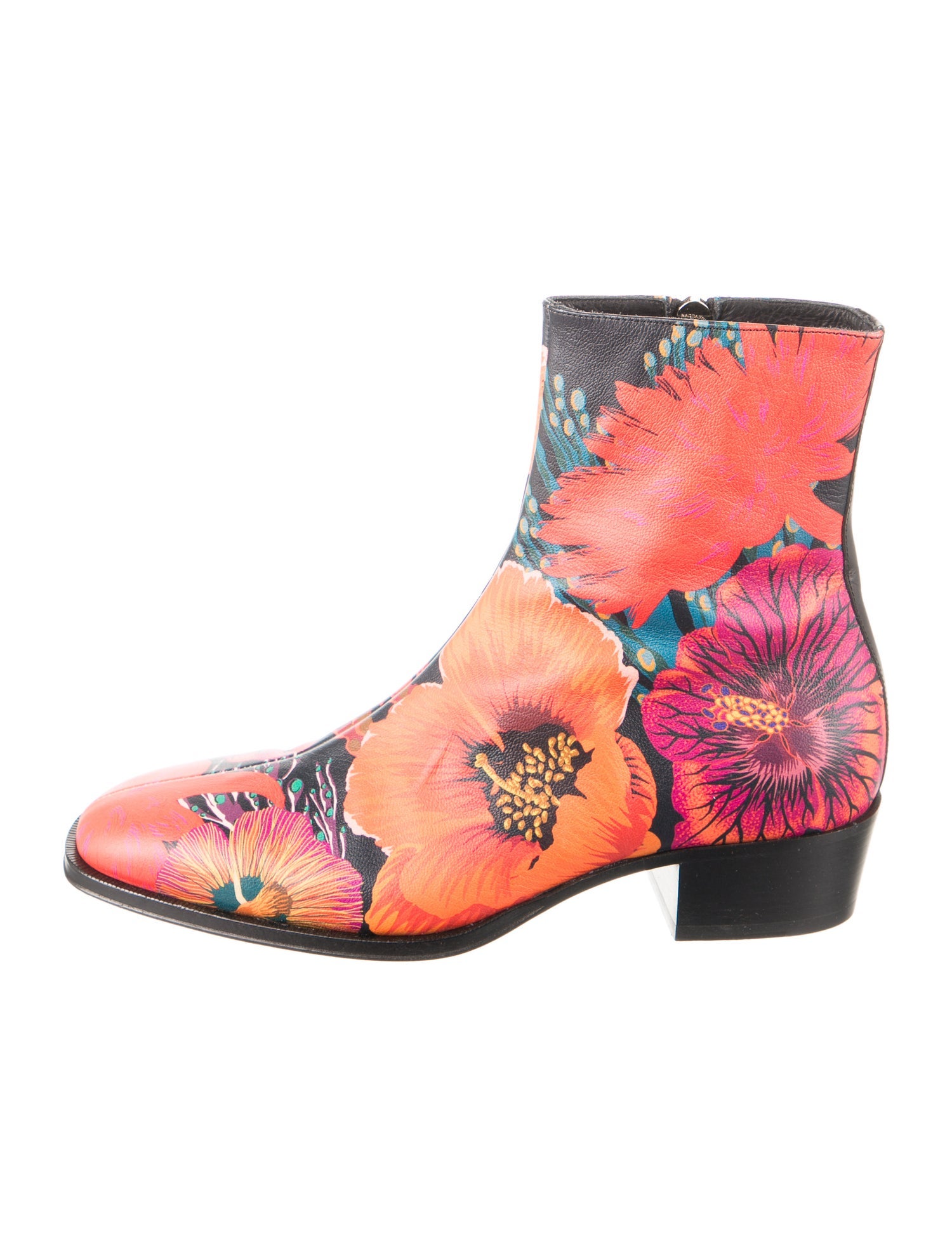 Paul Smith Leather Floral Print Boots