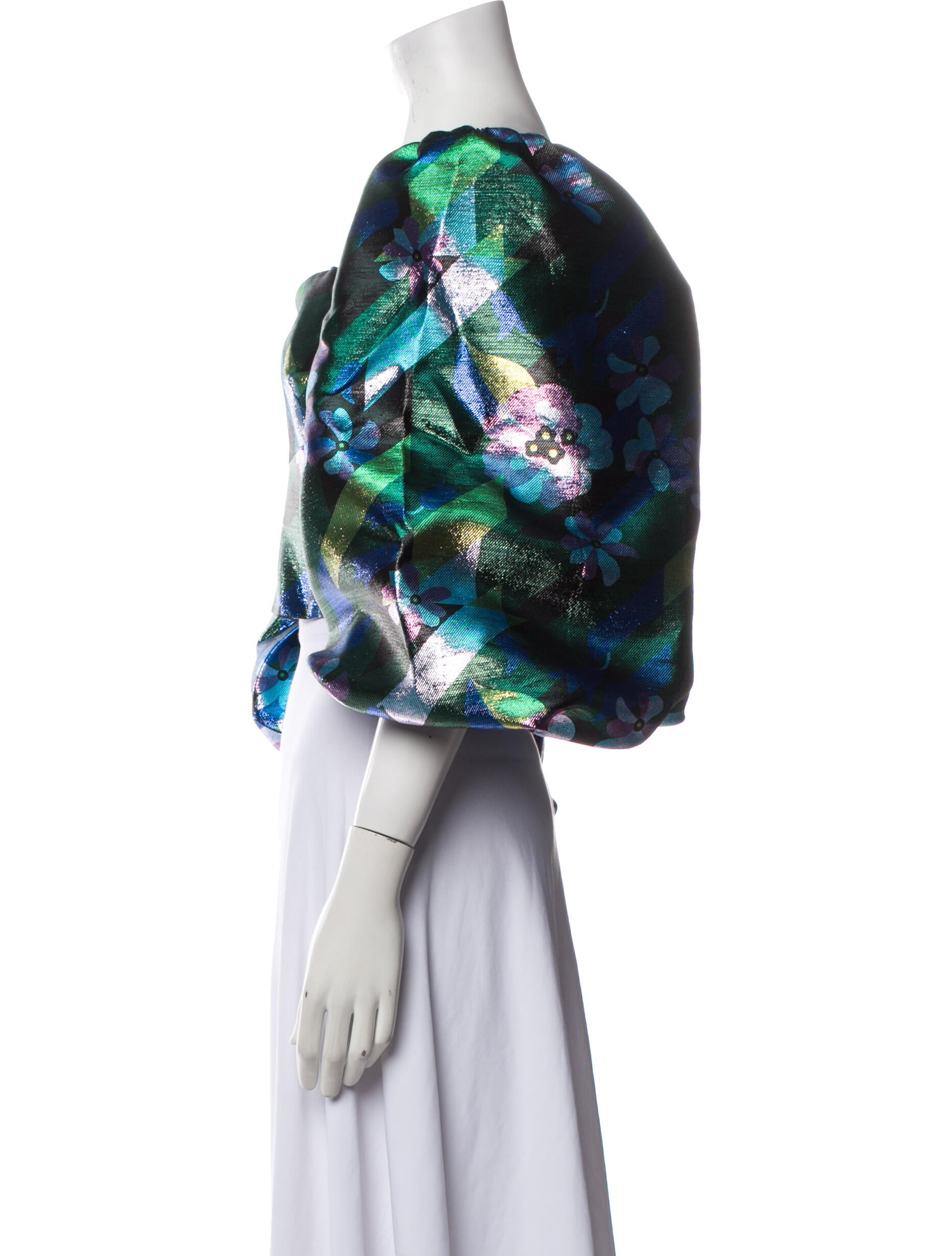 PARDEN's Floral Print Square Neckline Crop Top