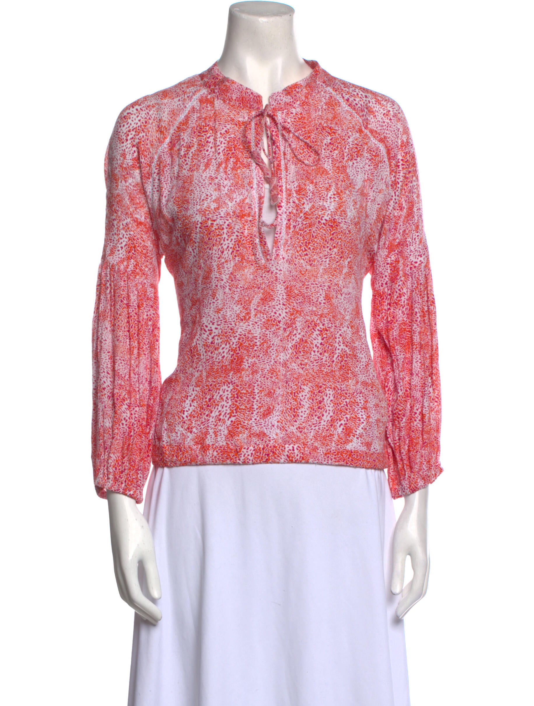 Poupette St Barth Printed Tie Neck Blouse