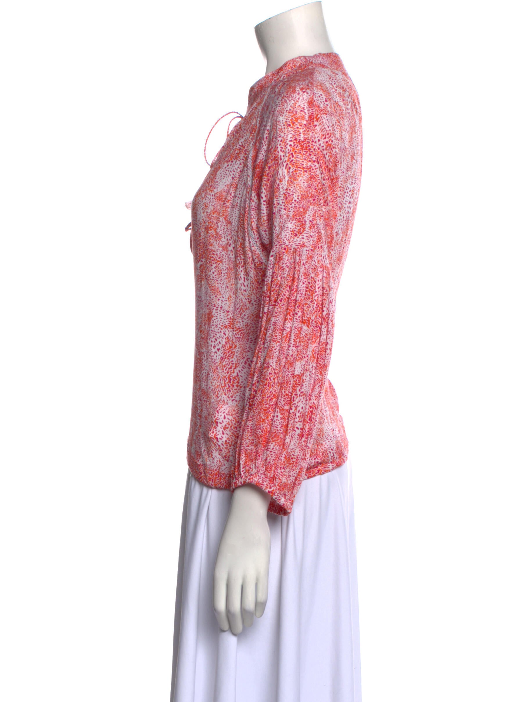 Poupette St Barth Printed Tie Neck Blouse