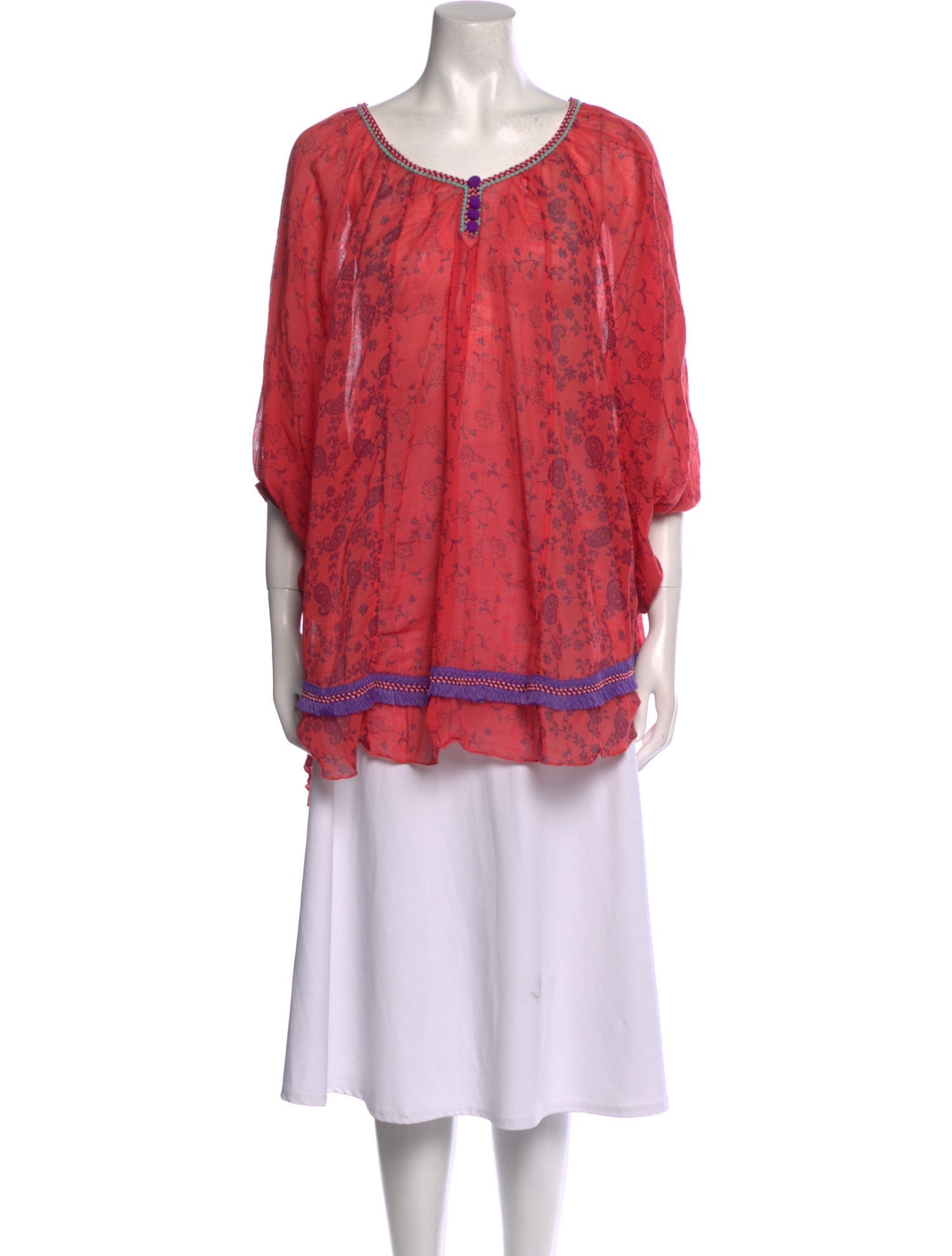 Poupette St Barth Paisley Print Scoop Neck Tunic
