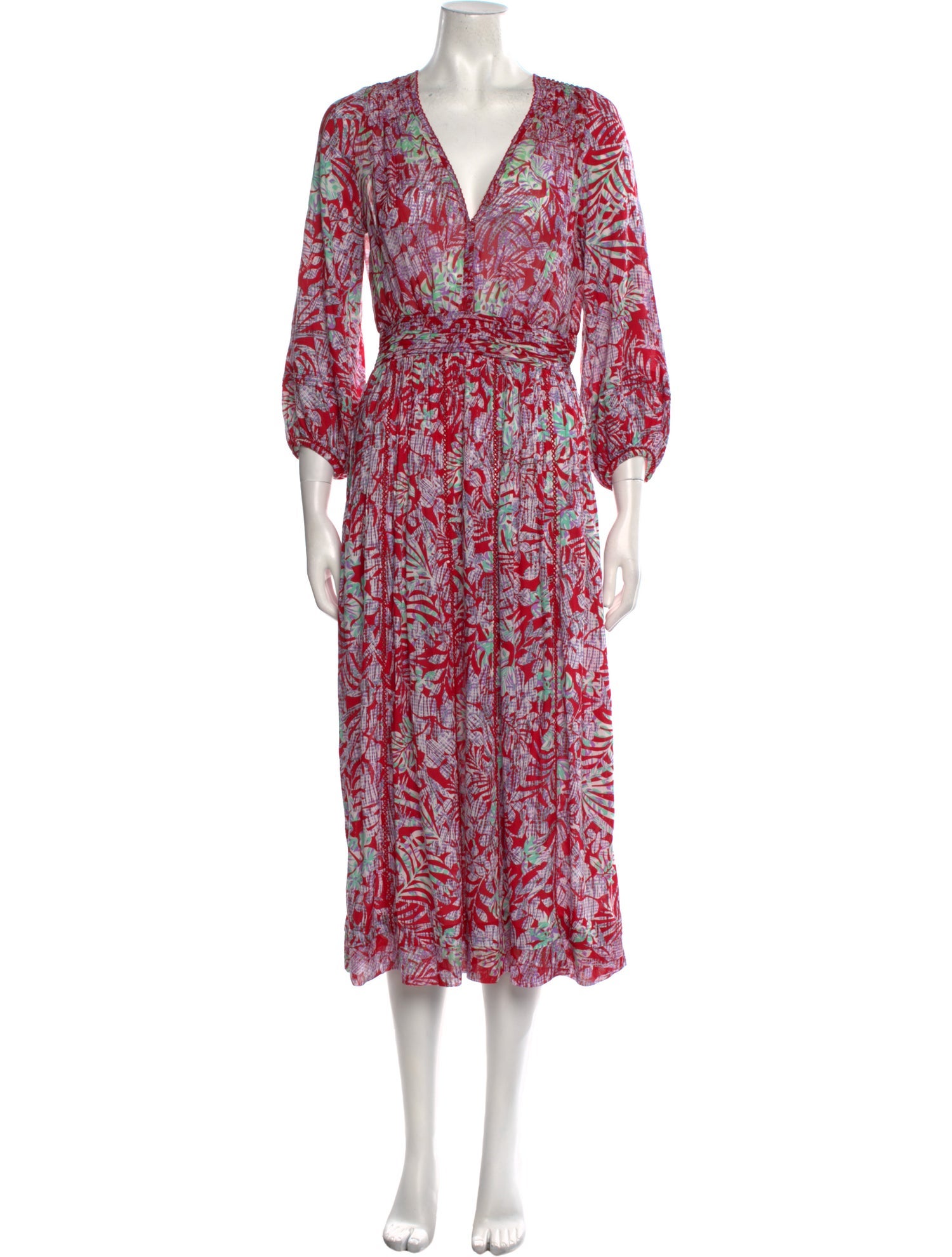 Poupette St Barth Floral Print Midi Length Dress