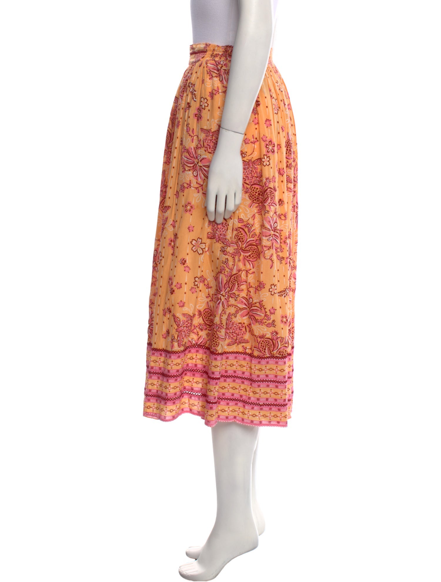 Poupette St Barth Floral Print Midi Length Skirt