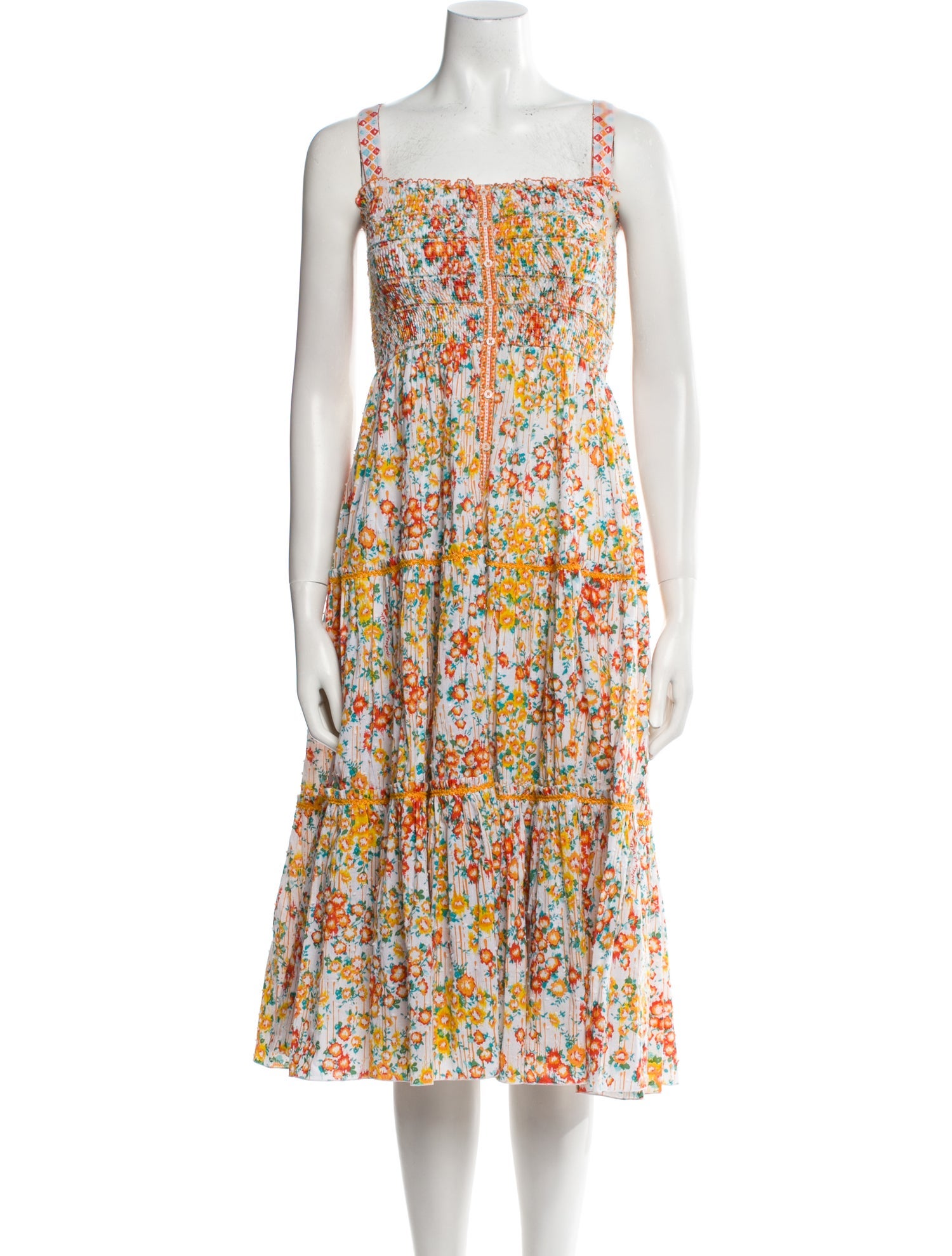Poupette St Barth Floral Print Midi Length Dress