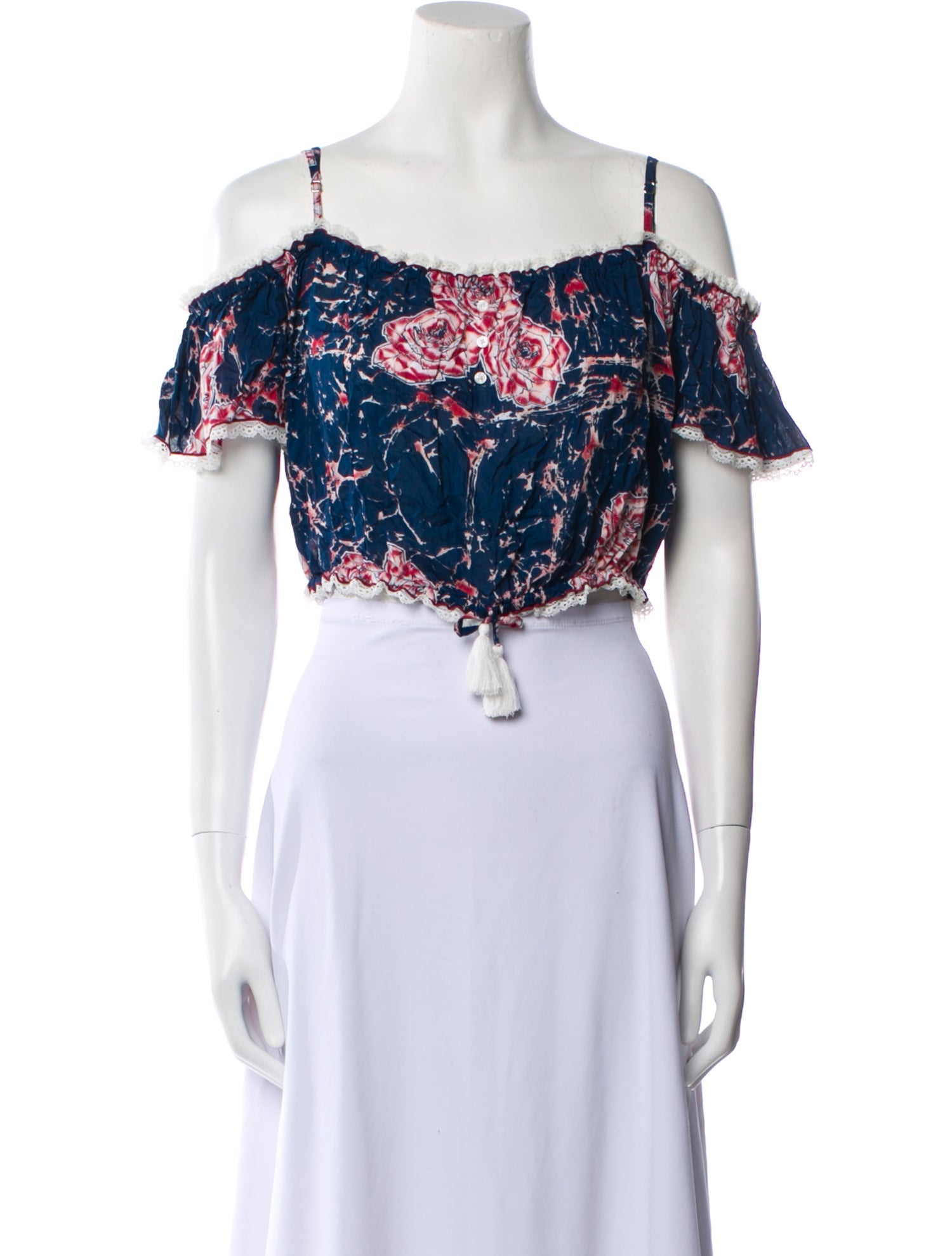 Poupette St Barth Printed Cowl Neck Crop Top w/ Tags