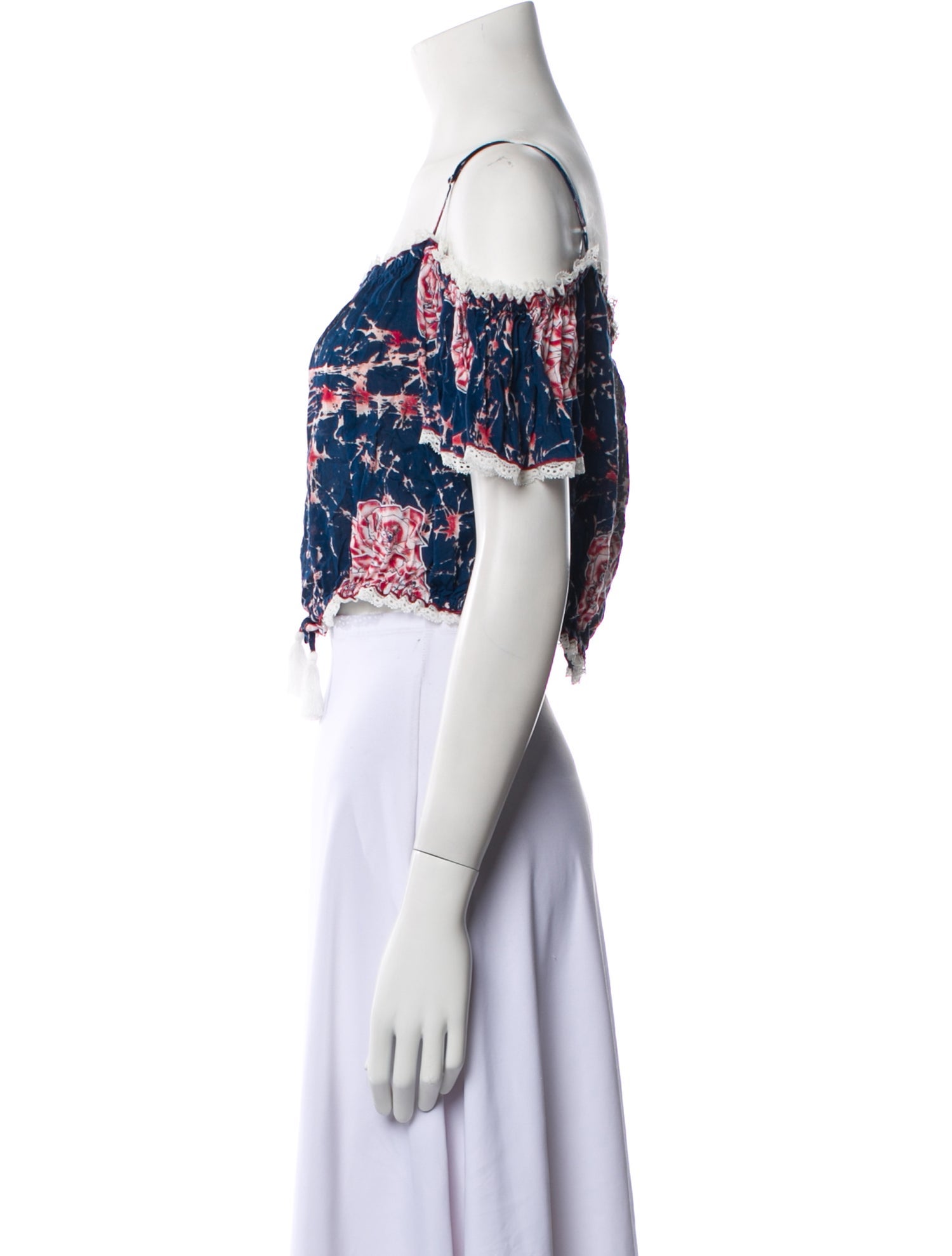 Poupette St Barth Printed Cowl Neck Crop Top w/ Tags