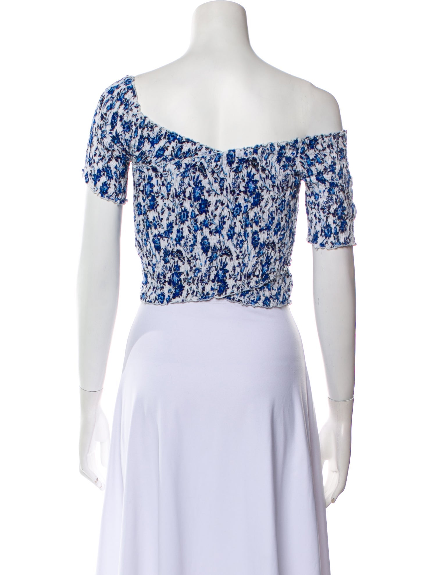 Poupette St Barth Floral Print One-Shoulder Crop Top