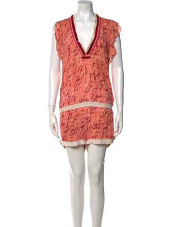 Poupette St Barth Printed Plunge Neckline Romper