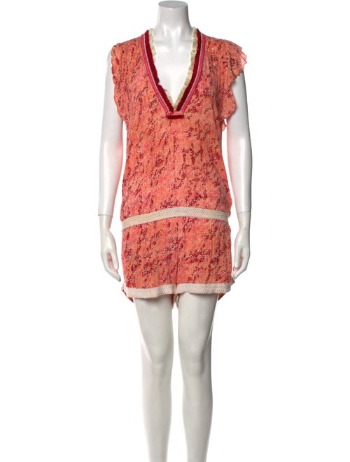 Poupette St Barth Printed Plunge Neckline Romper