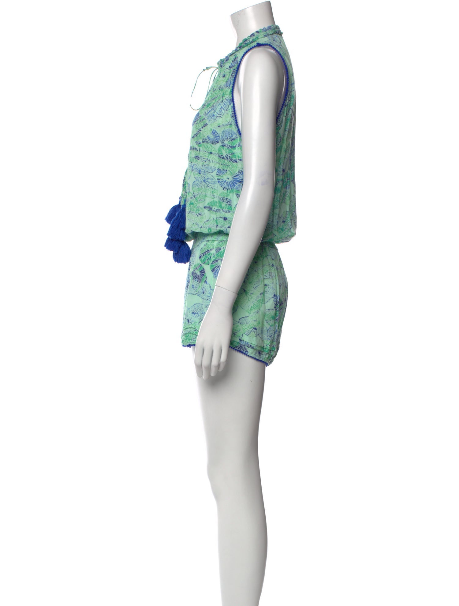 Poupette St Barth Floral Print Tie Neck Romper