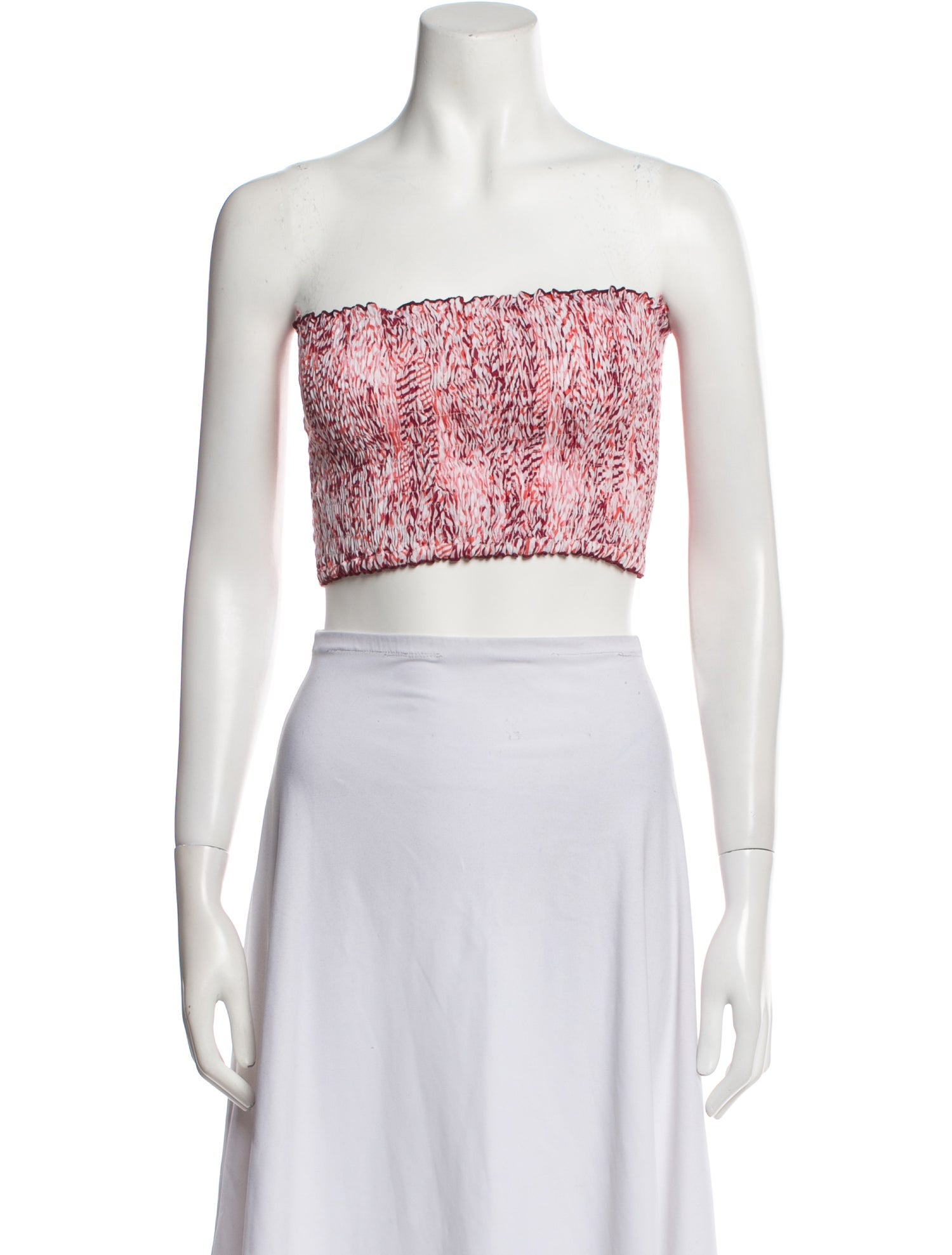 Poupette St Barth Printed Strapless Crop Top