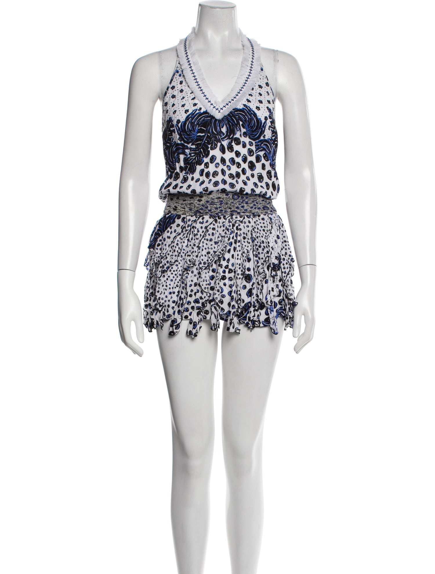 Poupette St Barth Lace Pattern Mini Dress