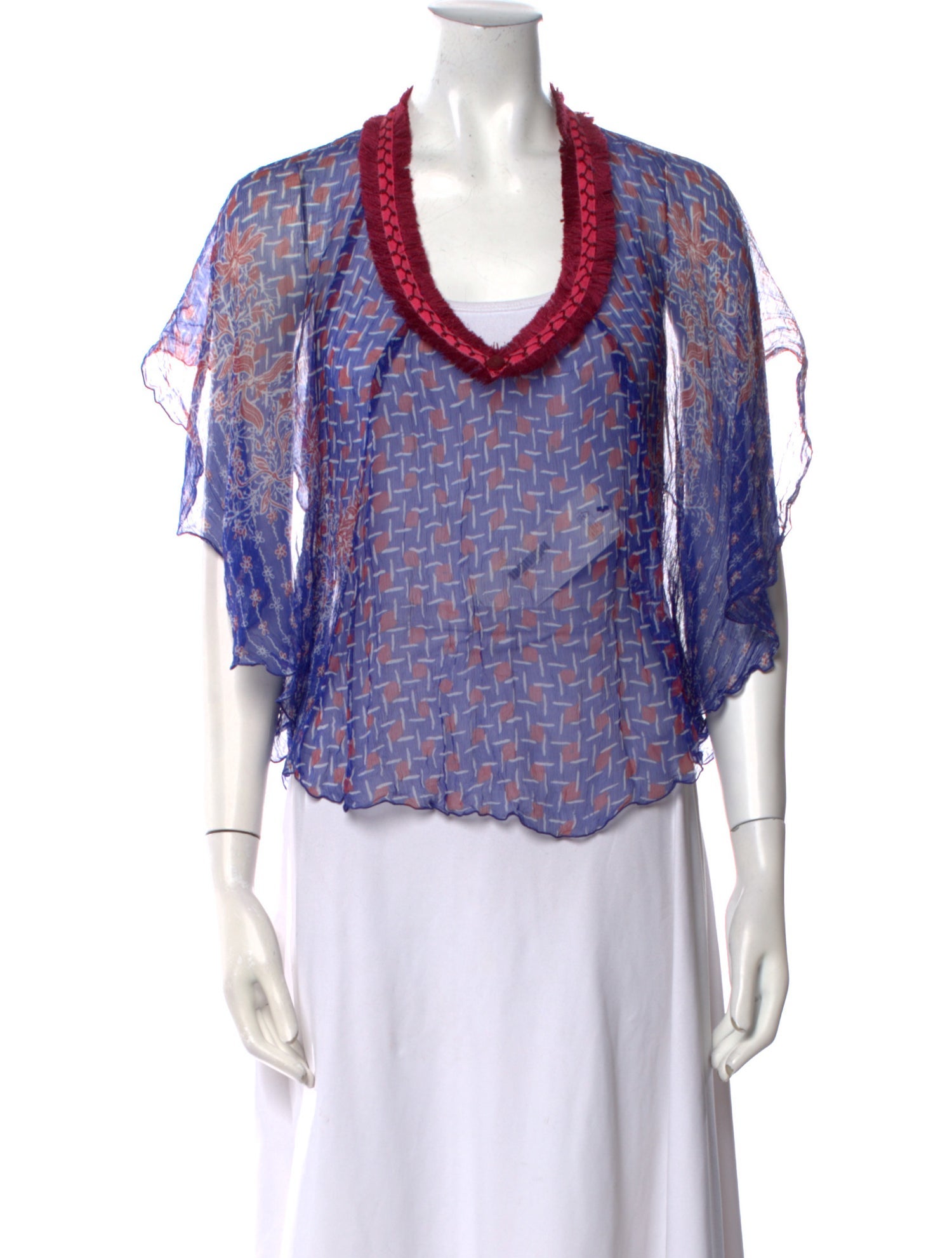 Poupette St Barth Printed V-Neck Blouse