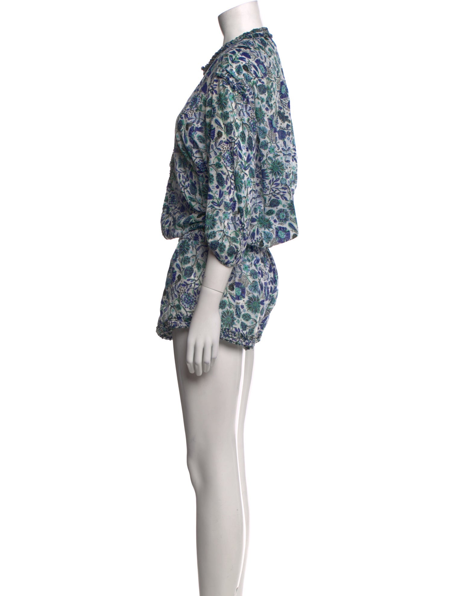 Poupette St Barth Floral Print V-Neck Romper