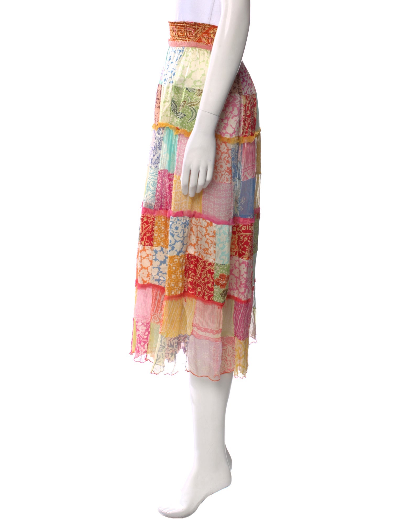 Poupette St Barth Silk Midi Length Skirt