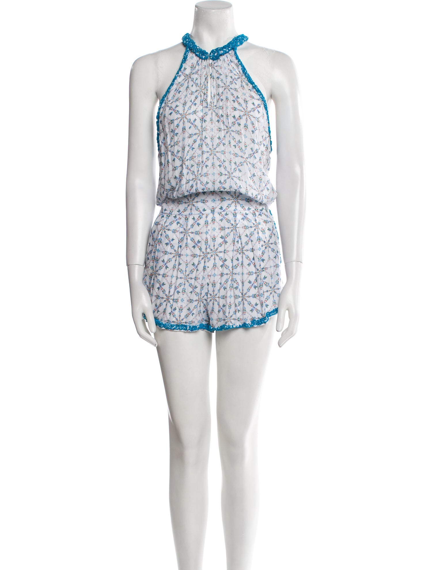 Poupette St Barth Printed Crew Neck Romper