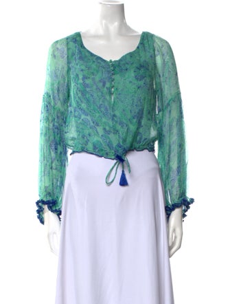 Poupette St Barth Silk Floral Print Crop Top