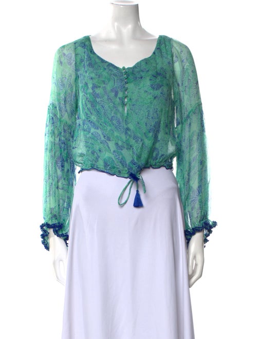 Poupette St Barth Silk Floral Print Crop Top