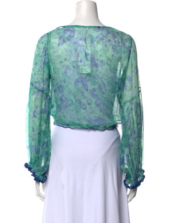 Poupette St Barth Silk Floral Print Crop Top