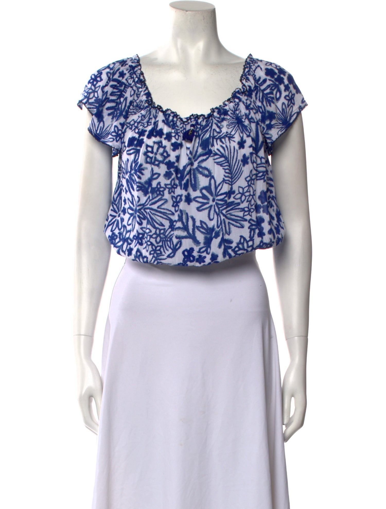 Poupette St Barth Floral Print Scoop Neck Crop Top