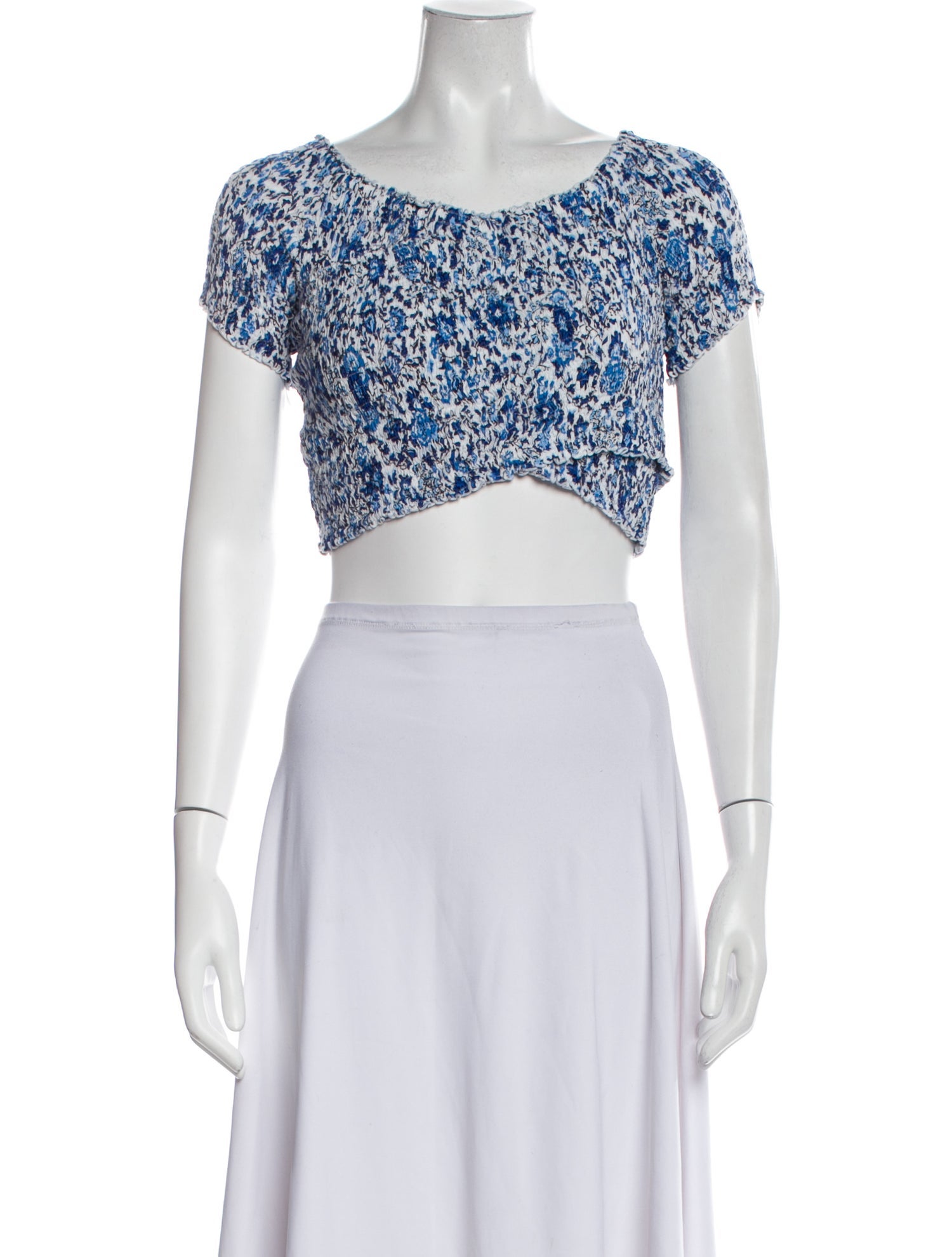 Poupette St Barth Floral Print Scoop Neck Crop Top